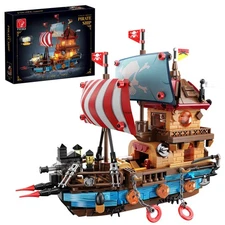 Pirate Ship Building Kit (916 Pcs) with LED Lights - Standard Brick - Creativ...