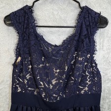 Eliza J Navy Blue Floral Lace V-Neck Cocktail Dress Size 12 Wedding Guest