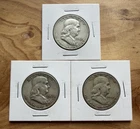 [Lot of 3] Franklin Half Dollars - 90% Silver | 1952-D, 1952-S, 1957-D