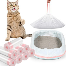 80 Count Cat Litter Box Liners Jumbo Kitty Pan Bags with Drawstring Sturdy Hdpe