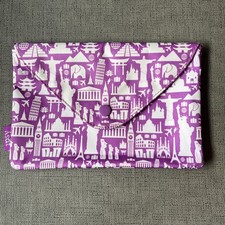 ipsy Cities World Monuments Purple Cosmetics Makeup Pouch Travel Bag NWOT