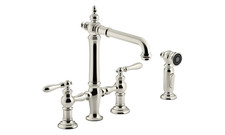 Kohler K-76519-4-SN Artifacts Bridge Kitchen Faucet w/ Side Spray, Polished Nick