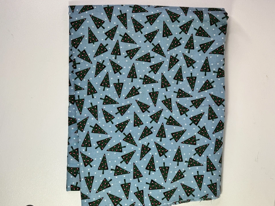 1 1/2 Yard Signature Classics By Oakhurst Textiles Trees Christmas  Blue - Image 2 of 4