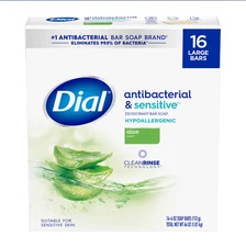 Dial Hypoallergenic Aloe Antibacterial Bar Soap 4 oz – Choose 1–16 Bar