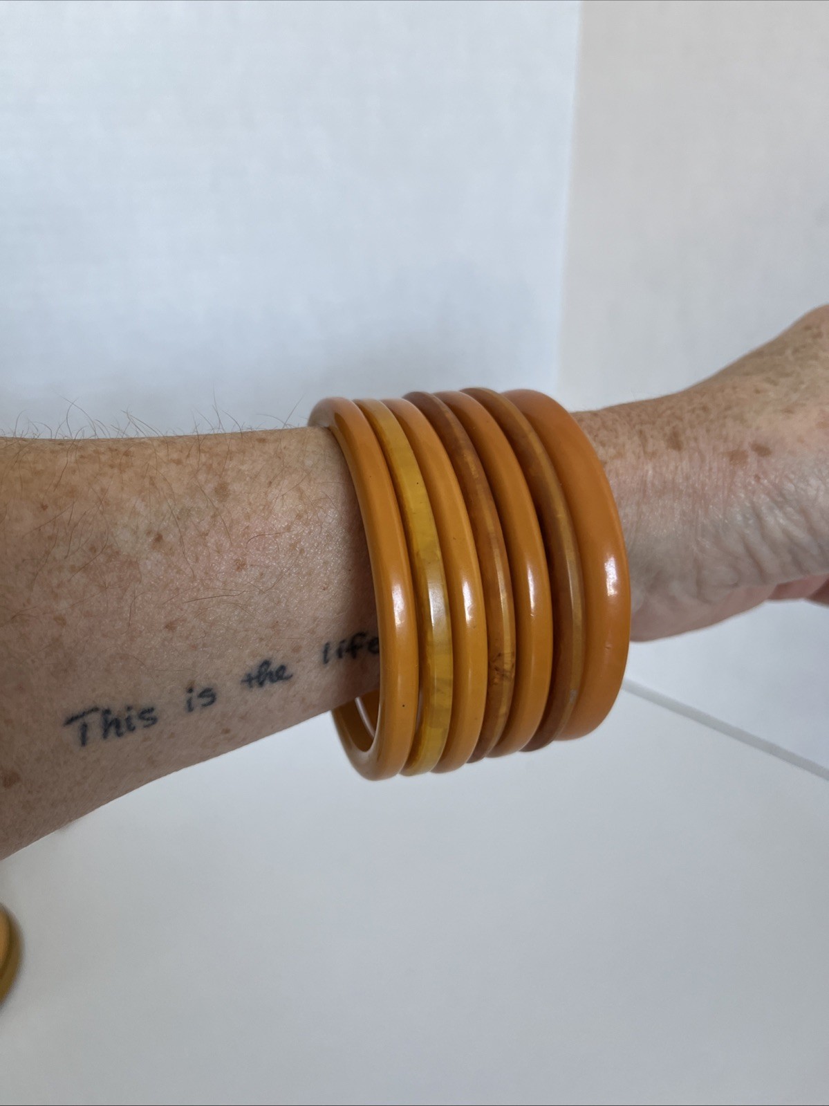 Vintage Bakelite Stacking Bangle Bracelets ~ Butt… - image 18