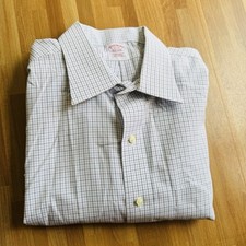 Brooks bros checkered cotton dress shirt size 17-35