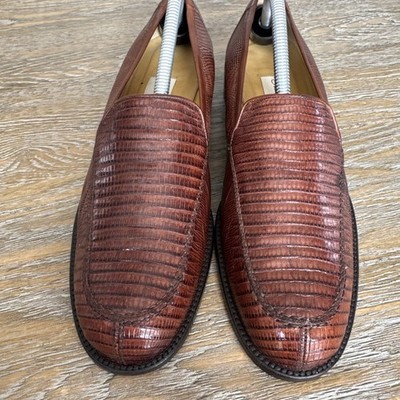 Mezlan Genuine Lizard Leather Loafers Brown Bit Slip On 11.5 M Handmade in Spain NEW Mezlan Brown Lizard Skin Tassel Loafers | Mercari main image 4