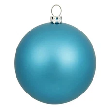 Vickerman N591512DMV Turquoise Matte UV Drilled Ball Ornament  6 in. - 4 per Bag