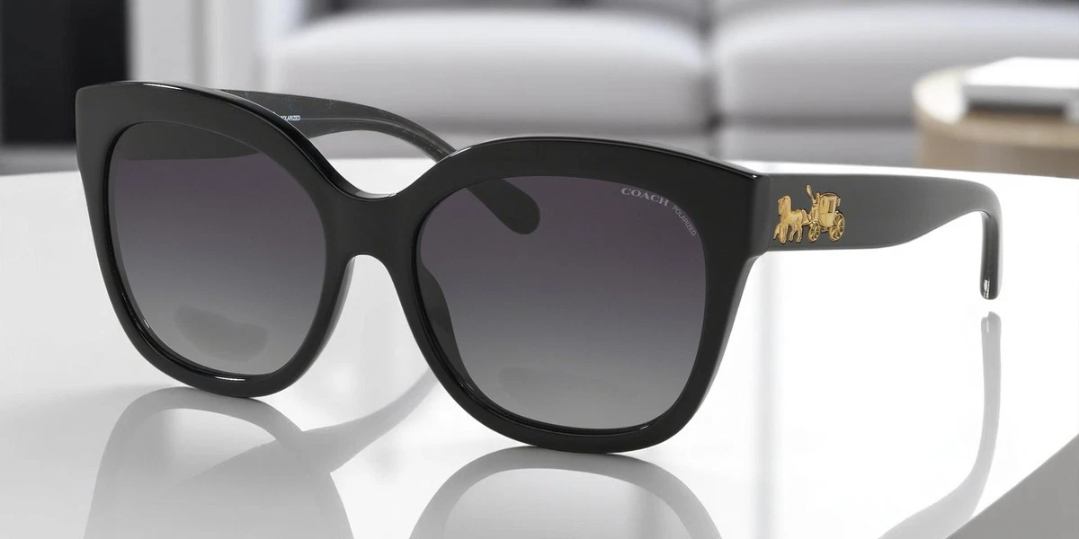 Coach Sunglasses Womens Black Square Cat Eye Signature Logo Eyewear Authentic Coach Women main image 2