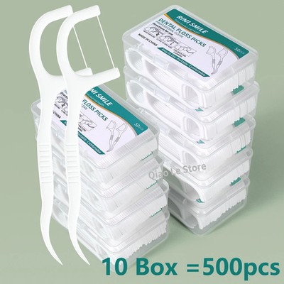 1/2/5/10 Box Portable Disposable Dental Floss Plastic Toothpick High-tension Den