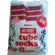 Mens Tube Sport Athletic Striped Socks Over The Calf Knee High Rise Vintage NOS