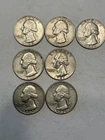 Washington Quarters 1960, 1961, and 1962 Lot of 7 Circulated 90% Silver Coins