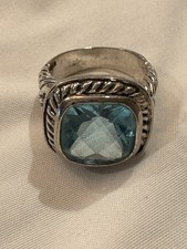 Vintage 925 Sterling Silver Blue Topaz Ring 6.5