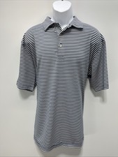 Peter Millar Summer Comfort Shirt Men's XL Blue White Striped Polo Stretch
