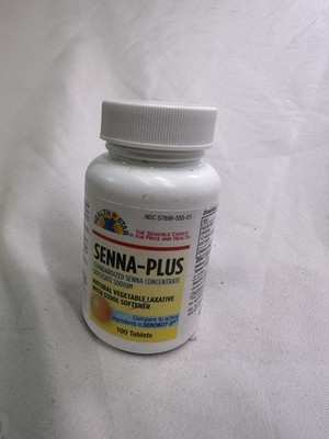 Senna Plus Natural Vegetable Laxative Stool Softener Tablets 100ct Exp 12/26