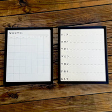 Framed Dry Erase 2-Piece Monthly Calendar Weekly Planner Boards Set