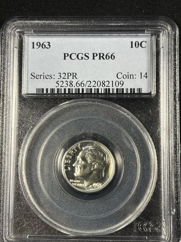 1963 10C Franklin Roosevelt Silver Dime PCGS PR66 Proof Slab Philadelphia
