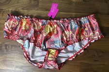Vtg Spoylt Red Greta Panties NWT Bubble Second Skin Satin Ruffle L Ruched Lace