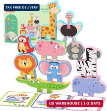 Montessori Toys for Toddlers, 10 Pack Wooden Animal Stacking Blocks, Sorting  S