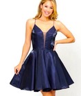 Large Navy Corset Homecoming Bridesmaid Cocktail Party Dress W/pockets NWT — photo 4
