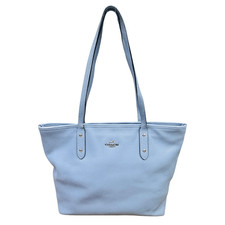 COACH Blue Leather City Zip Tote Bag - M1723-F58846 Double Handles Lined Pockets