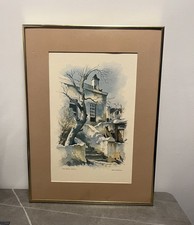 gerahmtes Aquarell von Malay Quarters in Kapstadt. Douglas Schatz.