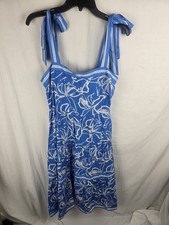 NWT Umgee Blue and White Floral Midi Dress with Tie Straps Sz M
