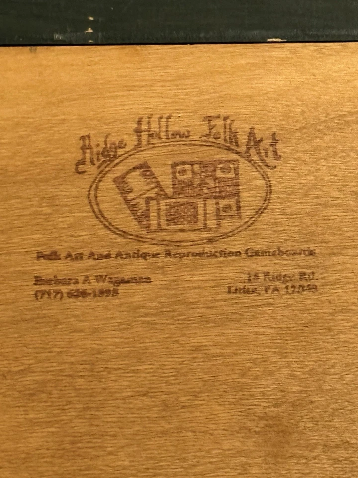 Ridge Hollow Folk Art Parcheesi Game Board Hand painted signed Barb Wagaman 1991 - Image 4 of 4