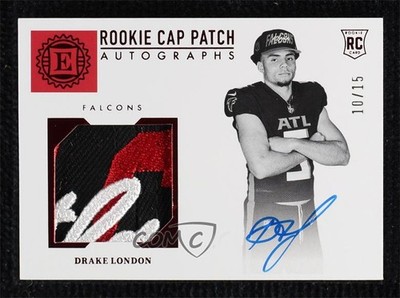 2022 Panini Encased Cap Ruby 10/15 Drake London RPA Rookie Patch Auto RC lz7