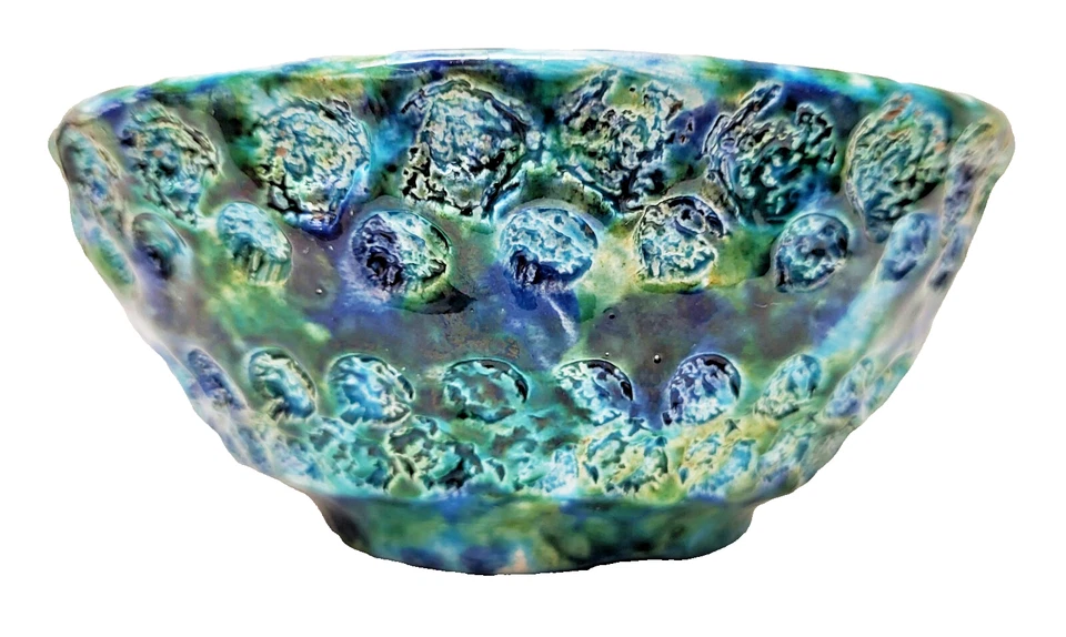 Antiga tigela artesanal estúdio arte cerâmica assinada EDNA JOHN 1974 colecionador feito à mão EUA - Imagem 4 de 4