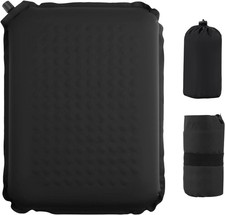 Self-Inflating Airplane Seat Cushion for Long Flights   Portable Travel Black