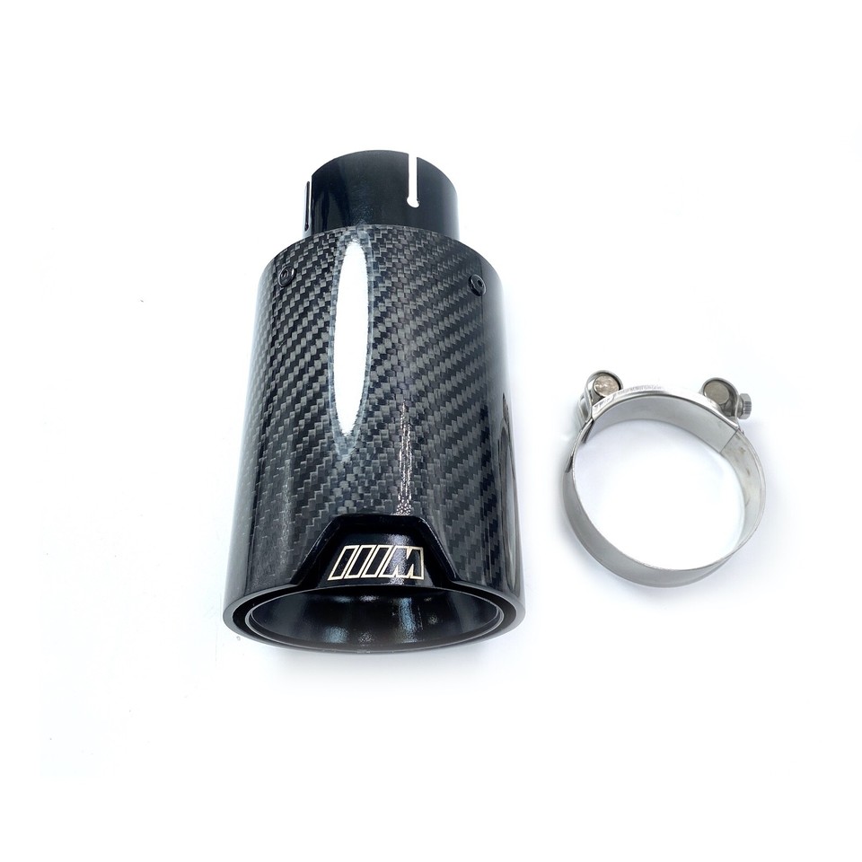1PCS 2.5''Inlet Glossy Black Carbon Fiber Exhaust Tip For M - Foto 11