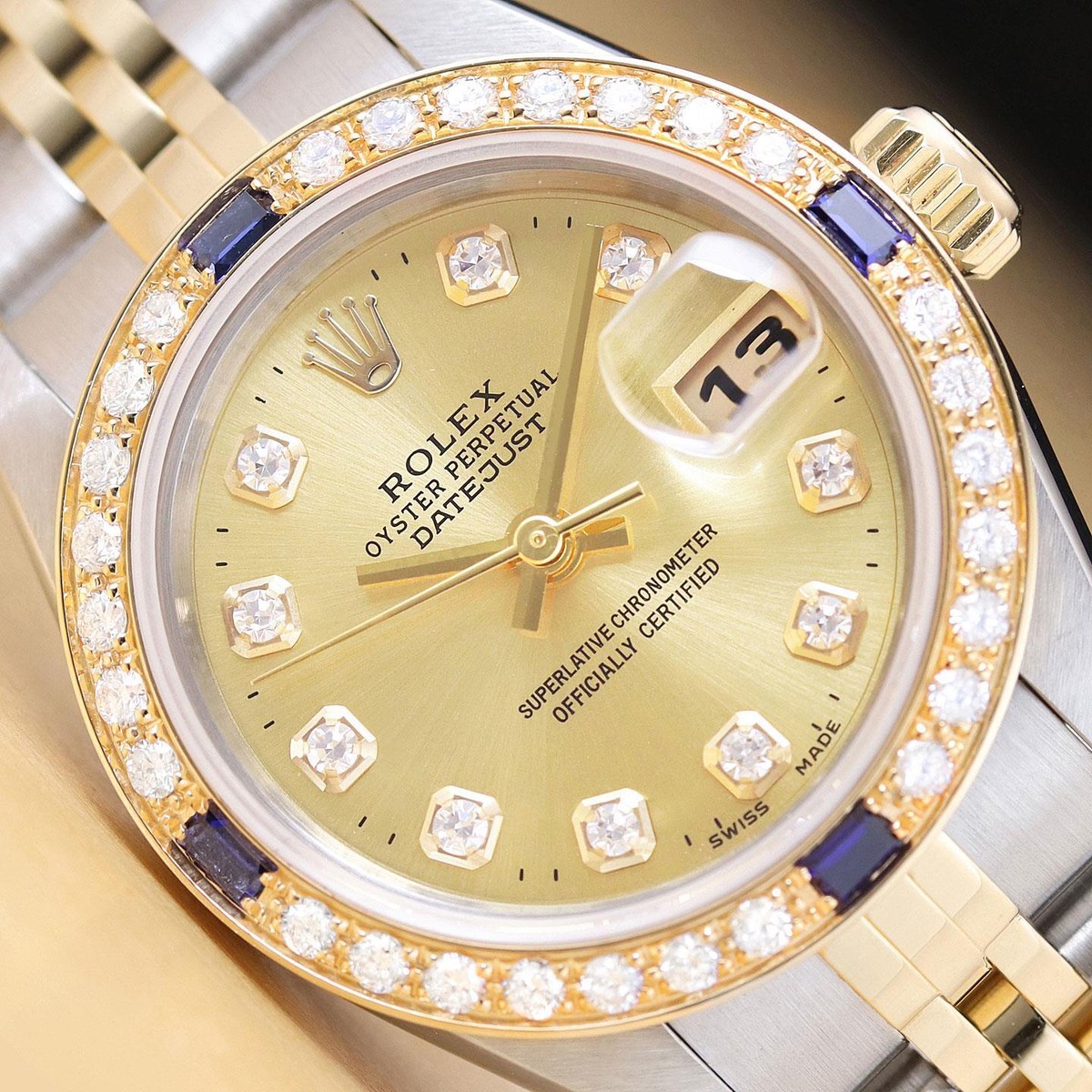 ROLEX DATEJUST 79173 7コマ ROLEX LADY DATEJUST 79173 GOLD & STEEL 26MM WHITE MOP DIAL 18K