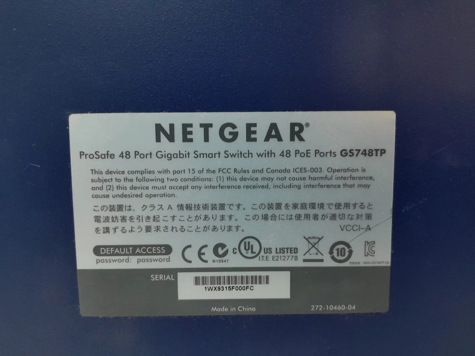 Netgear Gigabit Smart Switch 48 Ports With 48 PoE Ports Prosafe GS748TP - Image 3 of 4