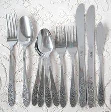 T & N Stylecraft Stainless Flatware Victorian Rose Vignette Lot