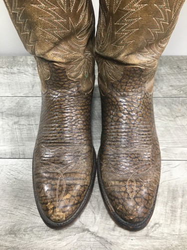 Vintage Dan Post Punchy Buckaroo Cowboy Western Leather Men’s Boots Size 10.5 - Picture 4 of 10