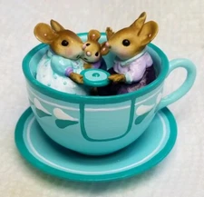 Wee Forest Folk TWIRLING TEACUP, M-665x, Mouse Expo 2021 LTD, AQUA Attending Cup