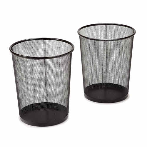 2-Pack 6 Gallon Steel Mesh Trash Can - Black Wastebasket for Home & Office - Picture 12 of 12