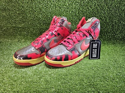Nike Dunk High 1985 Acid Wash Vintage Style Aged Yellowed University Red