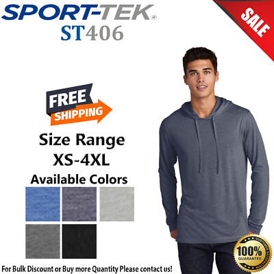 Sport-Tek ST406 Mens Long Sleeve PosiCharge Tri Blend Wicking Stylish Hoodie