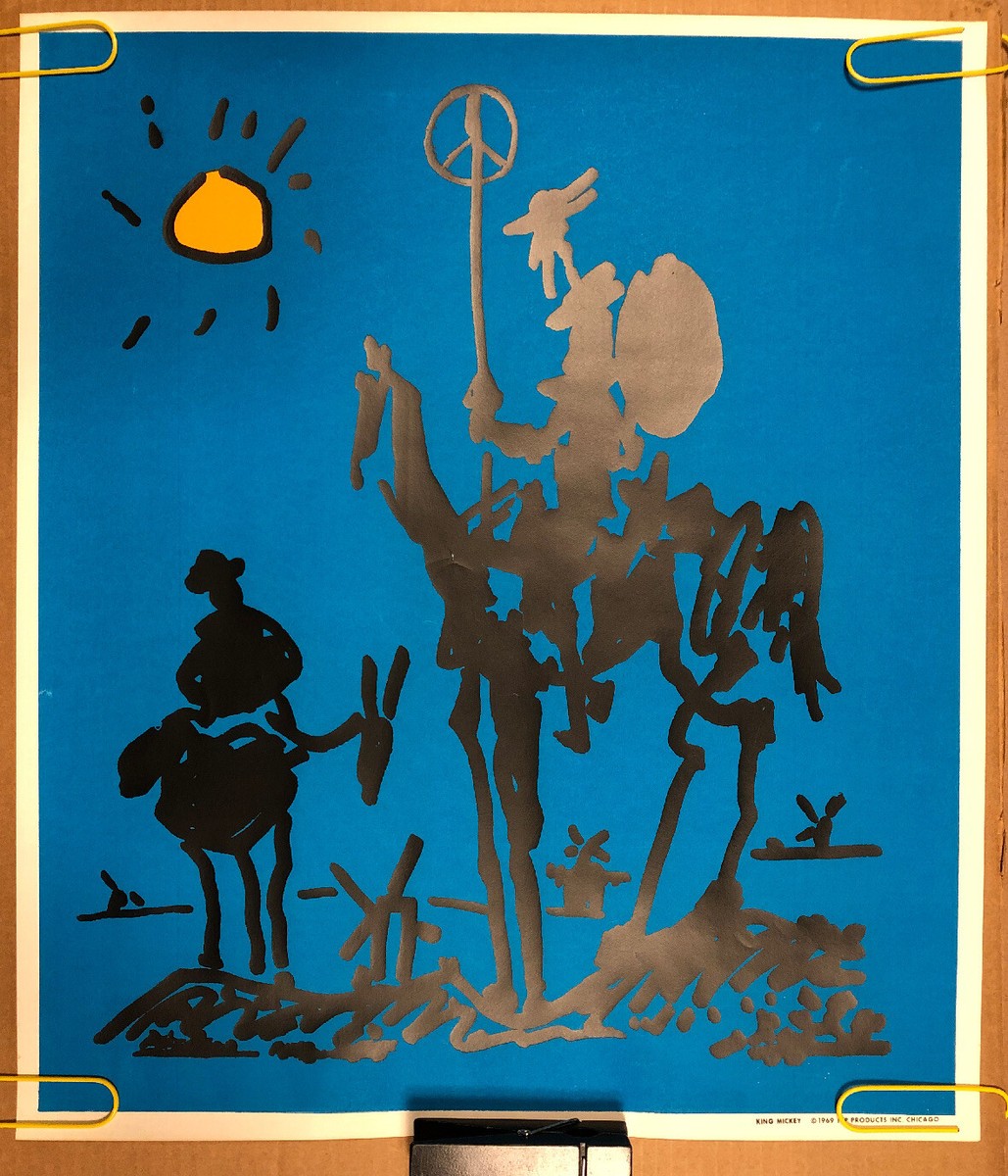 Original Vintage Blacklight Poster King Mickey 1969 Don Quixote