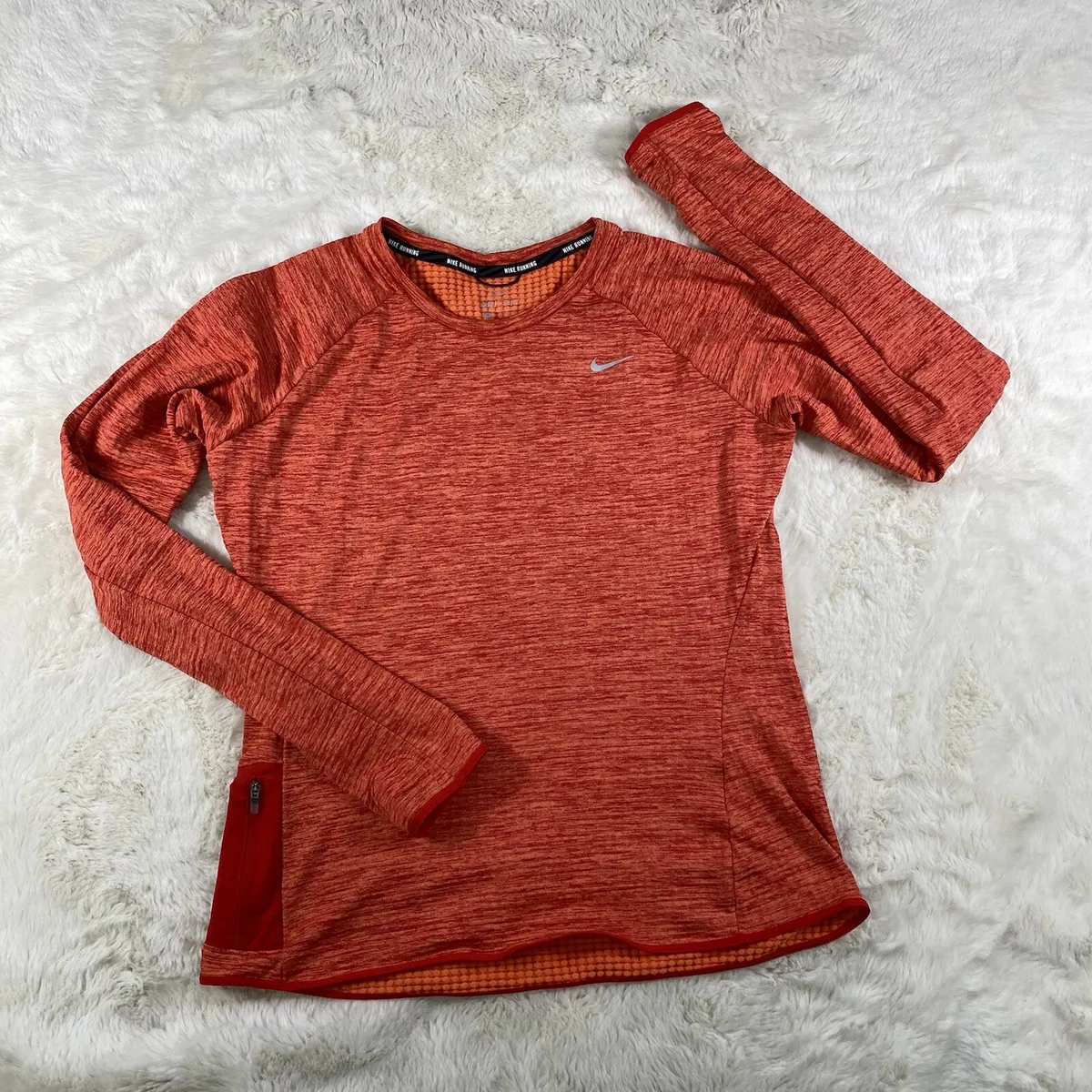 Nike Dri-Fit Element Crew Neck Shirt 918014-842 Womens Size M- Orange | eBay