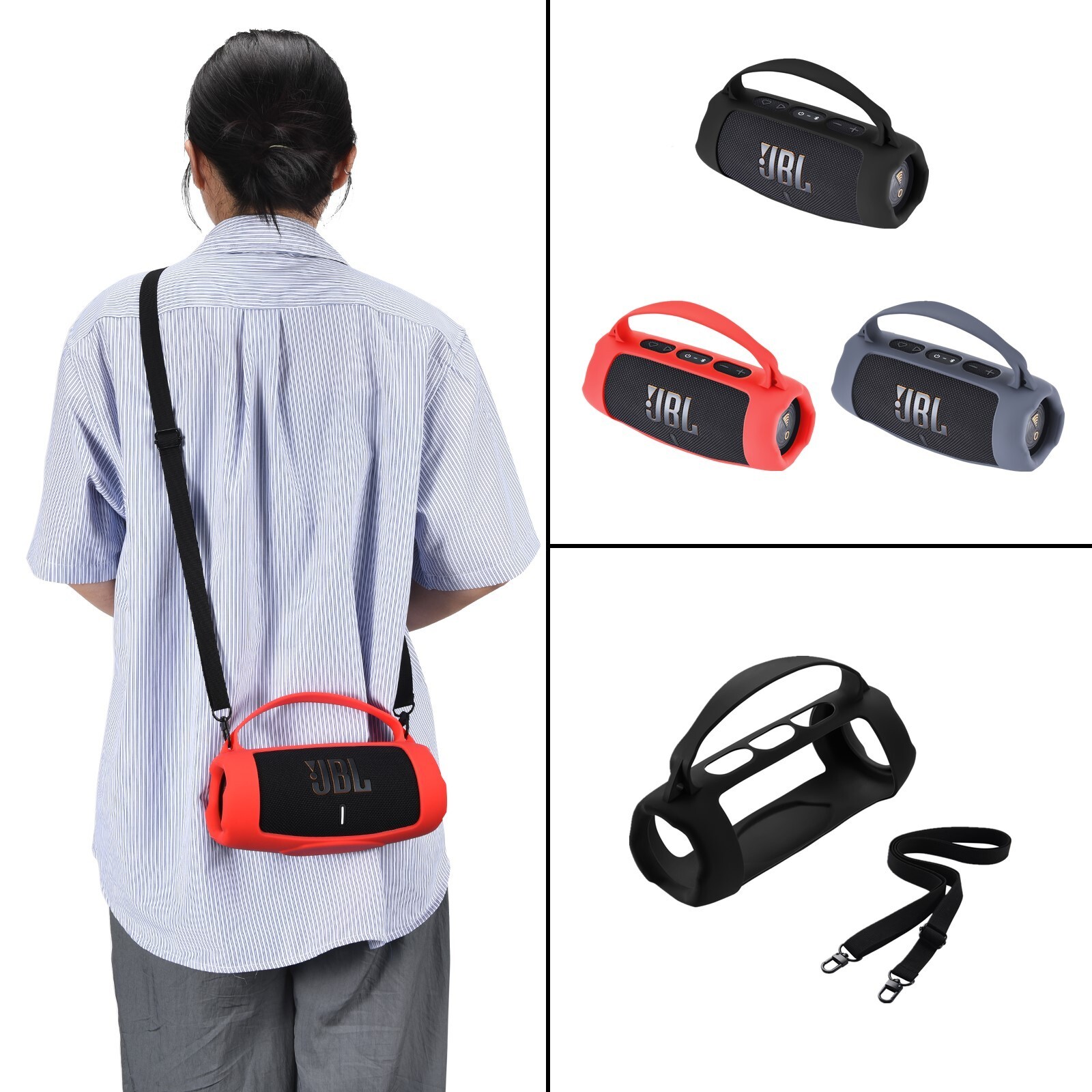 Carry Silicone Soft Case Cover for JBL Charge 5 WiFi/Charge 5 Bluetooth Speaker