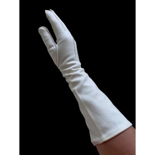Vintage Wear-Right Nu Plex Sexy White 13.5” Evening Gloves Size 6.5 Suede Cotton