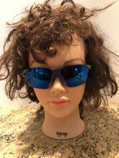 UV3 BLACK POLARIZED SUNGLASSES BLUE MIRROR HALF FRAME 5007 UV400