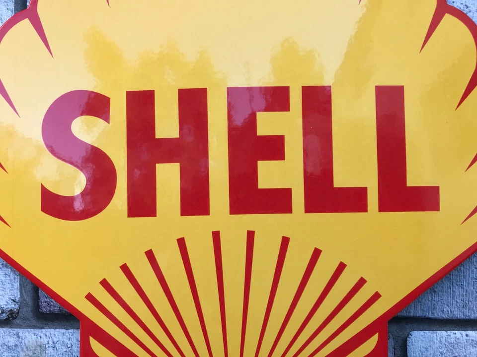 Shell Enamel Sign Garage Sign Bar Sign Man Cave - Image 2 of 4