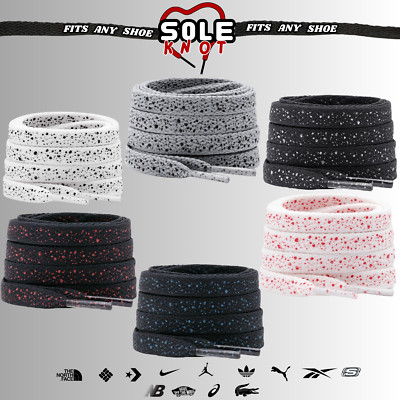 SOLE KNOT- CEMENT Flat Shoe Laces Spotted Splatter Cement AJ3 AJ4 Colored Tips