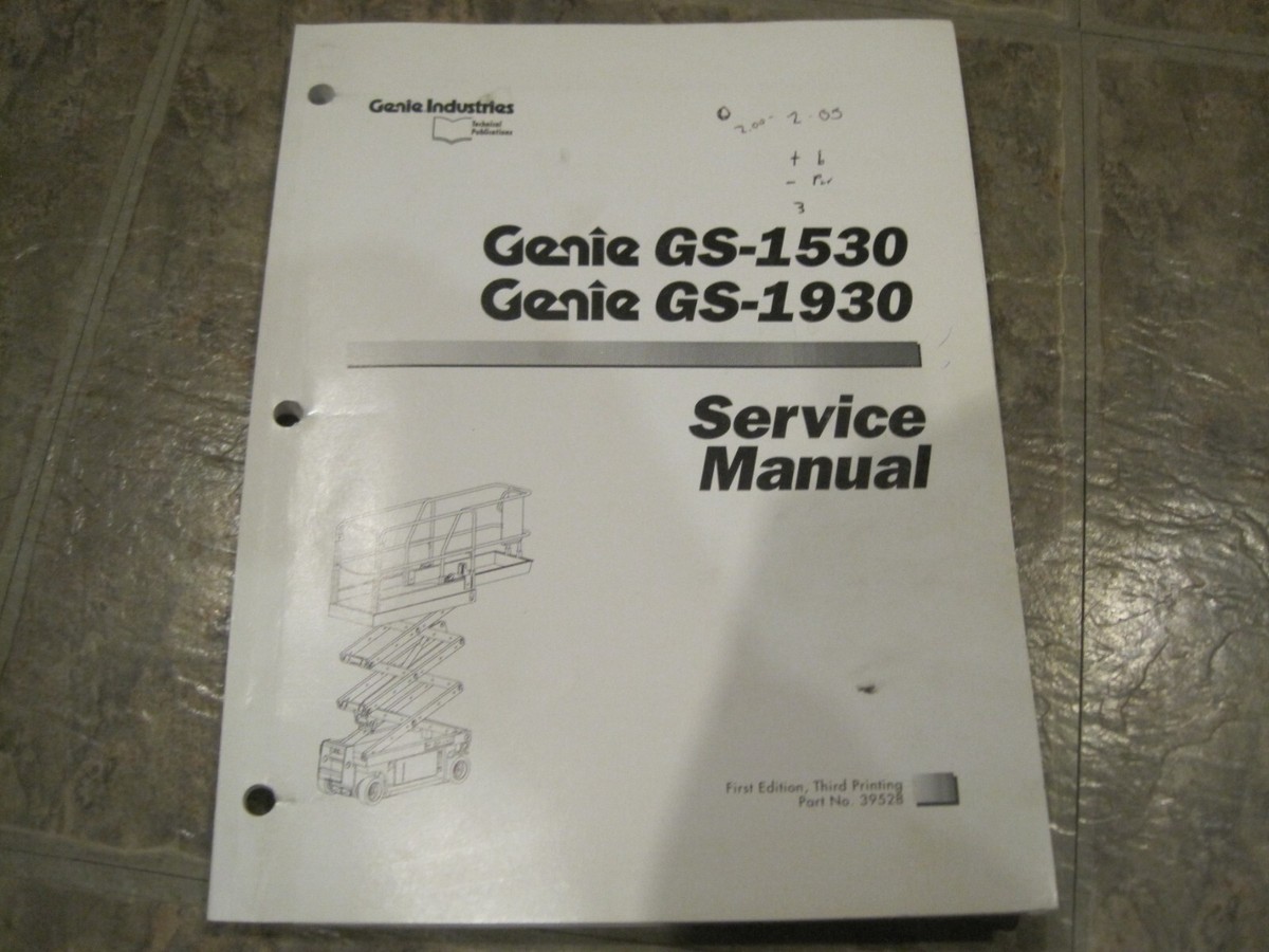 GENIE GS-1530 GS-1930 SCISSOR LIFT SERVICE REPAIR WORKSHOP MANUAL