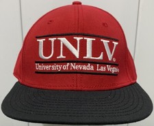 Vintage 1990s UNLV The Game Split Bar Stitched Tag Snapback Hat Red & Black RARE