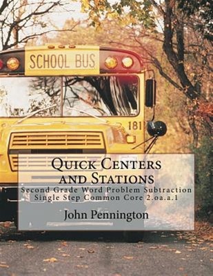 Quick Centers and Stations : Second Grade Word Problem Subtraction Single Ste...